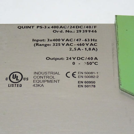 Phoenix Contact 2939946 QUINT Power PS-3x400AC/24DC/40/F // 29 39 946