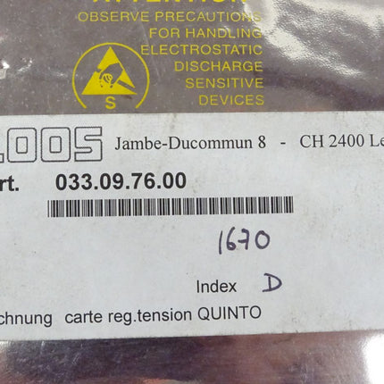 Cloos 033.09.76.00 -D carte reg.tension QUINTO NEU-versiegelt