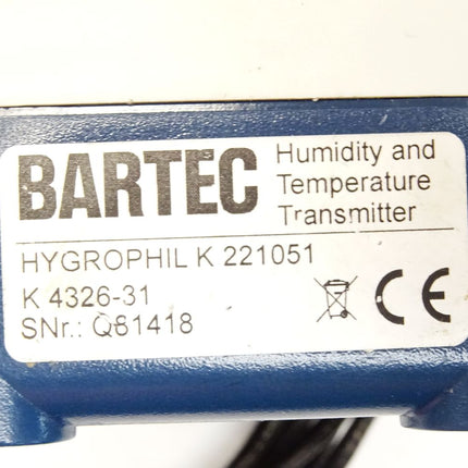 Bartec Hygrophil K 221051 K4326-31 Humidity and Temeprature Transmitter