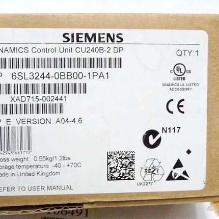 Siemens Sinamics Control Unit CU240B-2 DP 6SL3244-0BB00-1PA1 / Neu OVP