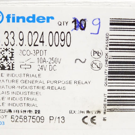 Finder 55.33.9.024.0090 Miniatur Industrie Relais / Inhalt : 9 Stück / Neu OVP