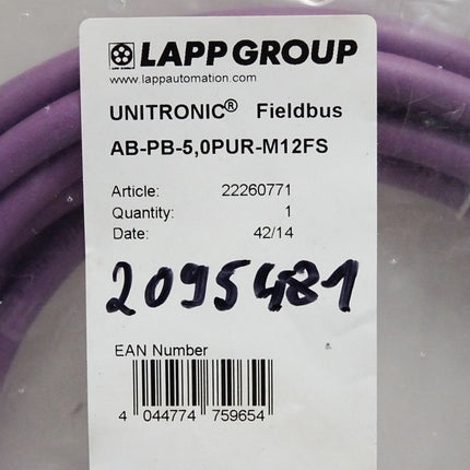 Lapp Kabel AB-PB-5,0PUR-M12FS UNITRONIC® Fieldbus 22260771 / Neu OVP