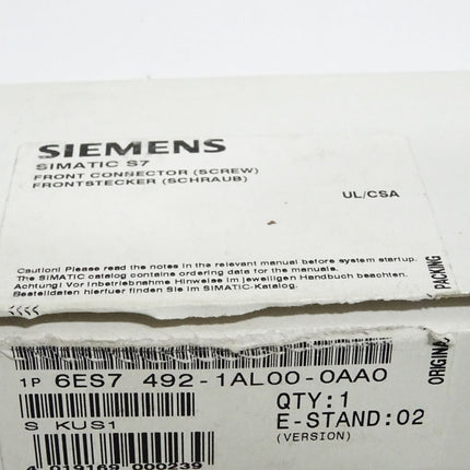 Siemens S7-400 Frontstecker 6ES7 492-1AL00-0AA0 6ES7492-1AL00-0AA0 / Neu OVP