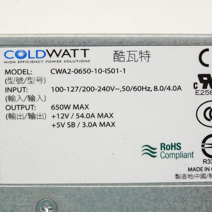 Coldwatt CWA2-0650-10-IS01-1 650W Power Supply