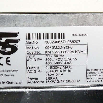 KEB F5 Combivert Drive controller 09F5MDD-Y0P0 09.F5.MDD-Y0P0 1.5kW / Neuwertig OVP