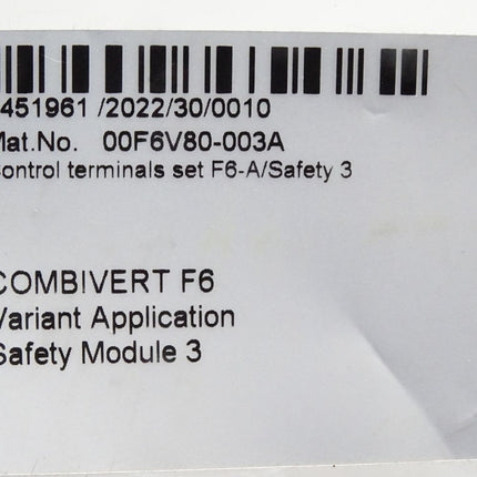 KEB Combivert F6 Variant Application Safety Module 3 Stecker F6-A/Safety3  00F6V80-003A / Neu OVP