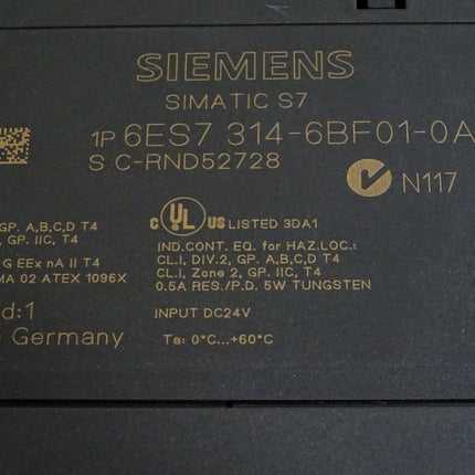 Siemens CPU314C-2 PtP 6ES7314-6BF01-0AB0 6ES7 314-6BF01-0AB0