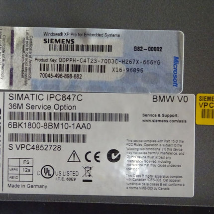 Siemens 6BK1800-8BM10-1AA0 Simatic IPC847C 6BK1 800-8BM10-1AA0