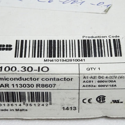 ABB R100.30-IO Semiconductor contactor 1SAR 113030 R8607 MN4101942810041  / Neu OVP