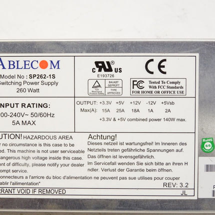 Ablecom SP262-1S Power Supply 260W PWS-0055