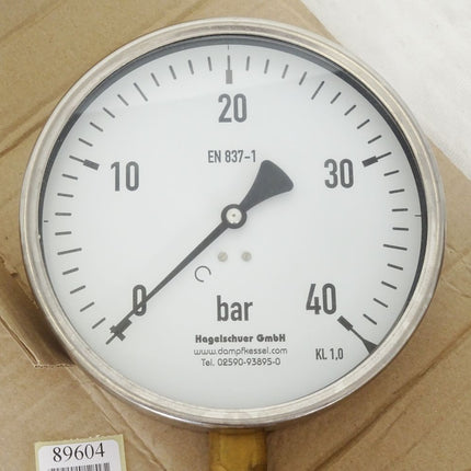 Hagelschuer Rohrfedermanometer EN837-1 / 0...40bar / MR-20 160040 / Neu OVP