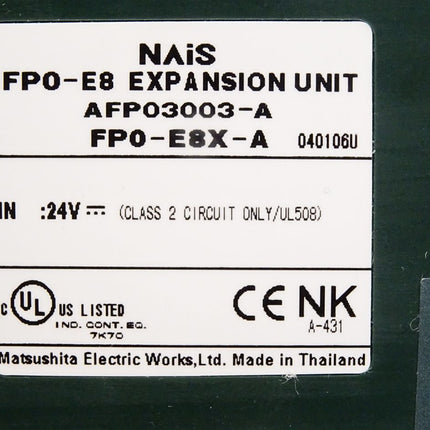 Panasonic NAiS FP0-E8 Expansion Unit AFP03003-A FP0-E8X-A / Neu OVP