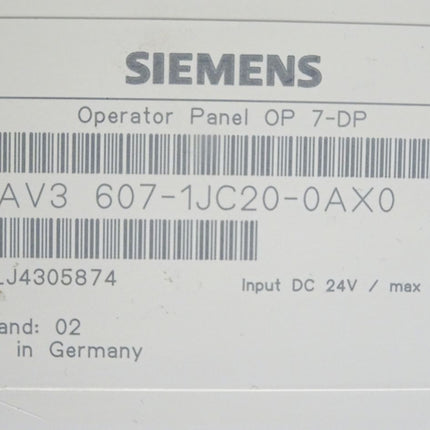 Siemens Backcover Rückschale Panel OP7-DP 6AV3607-1JC20-0AX0 6AV3 607-1JC20-0AX0