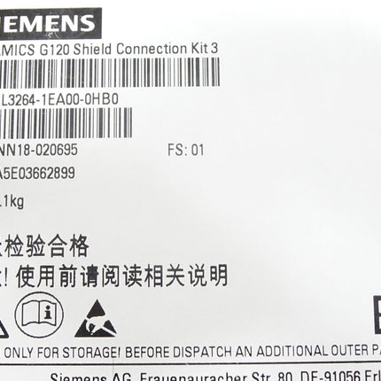 Siemens Sinamics G120 Schirmanschlusssatz 6SL3264-1EA00-0HB0 6SL3264-1EA00-0HB0