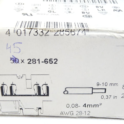 Wago Durchgangsklemme 281-652 / Inhalt : 45 Stück / Neu OVP