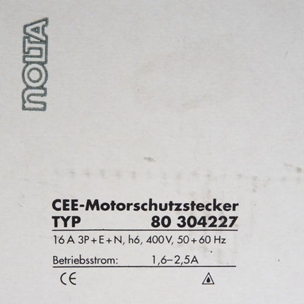 Nolta CEE-Motorschutzstecker 80304227 1.6-2.5A / Neu OVP