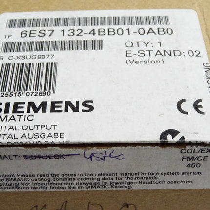 Siemens 6ES7132-4BB01-0AB0 6ES7 132-4BB01-0AB0 / Inhalt:4 Stück / Neu OVP