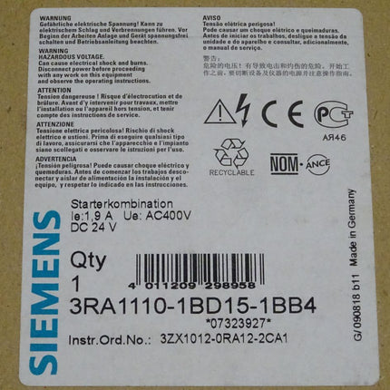 Siemens 3RA1110-1BD15-1BB4 / 3RA1 110-1BD15-1BB4 NEU/OVP