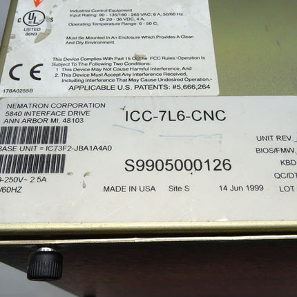 Nematron Corporation 5840 ICC-7L6-CNC Interface Drive Base Unit