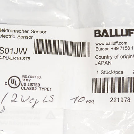 Balluff Reflexionslichtschranken BOS01JW BOS 5K-PU-LR10-S75 / Neu OVP