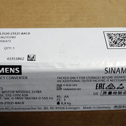 Siemens Sinamics 6SL3120-2TE21-8AC0 / Neu OVP versiegelt