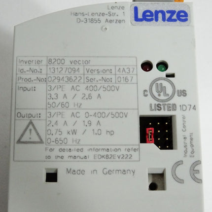 Lenze 8200 vector 13127094 E82EV751_4C E82EV751K4C 0.75kW