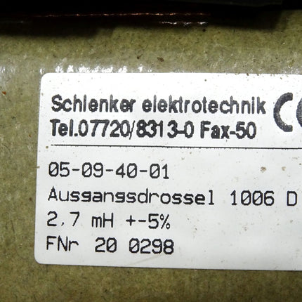 Schlenker Elektrotechnik 05-09-40-01 Ausgangsdrossel 1006 D