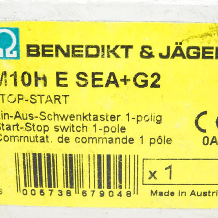 Benedikt & Jäger M10H M10HESEA+G2 Stop-Start Ein-Aus-Schwenktaster 1-polig / Neu OVP