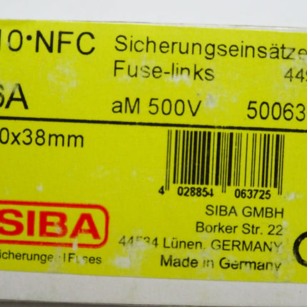 SIBA Sicherungen 5006307.6 / Inhalt : 10 Stück / NFC Fuse Link 6A gG 500V / Neu OVP