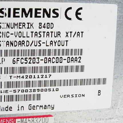 Siemens Sinumerik 840D CNC-Volltastatur XT/AT 6FC5203-0AC00-0AA2