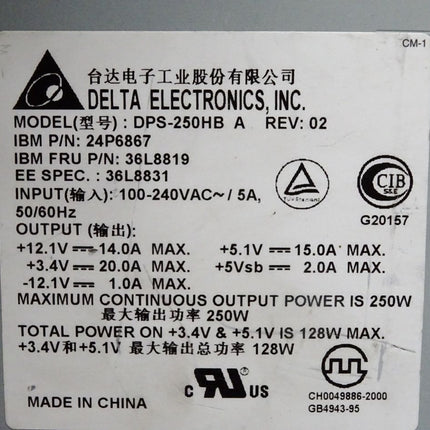 Delta Electronics DPS-250HB IBM 24P6867 Power Supply 250W