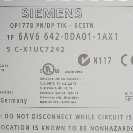 Siemens Backcover Rückschale Panel OP177B PN/DP T/K -6CSTN 6AV6642-0DA01-1AX1 6AV6 642-0DA01-1AX1