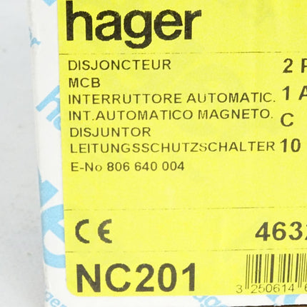 Hager Leitungsschutzschalter NC201 C1 463201 / Inhalt : 1 Stück / Neu