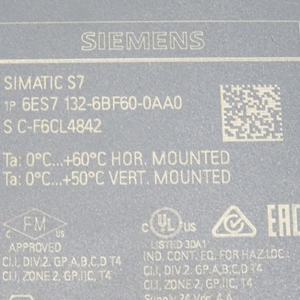 Siemens 6ES7132-6BF60-0AA0 Simatic S7 6ES7 132-6BF60-0AA0