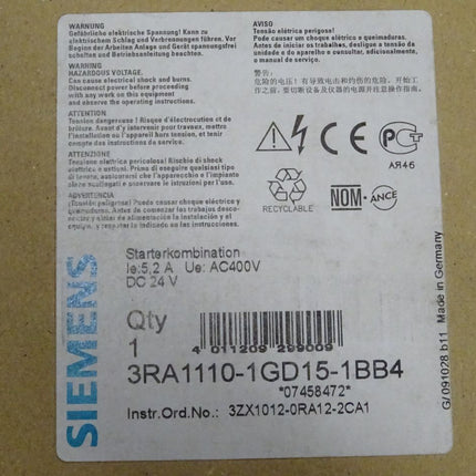 Siemens 3RA1110-1GD15-1BB4 / 3RA1 110-1GD15-1BB4 NEU/OVP Starterkombination