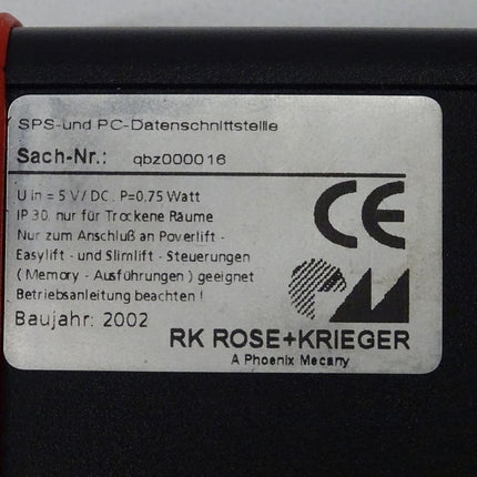 RK Rose + Krieger qbz000016 SPS und PC-Datenschnittstelle