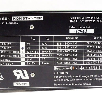 Gossen Konstanter Einschubkarte S63S5BU12 S63S 5BU12 5V 12A 3361-S001-AM 3173 911 B3305