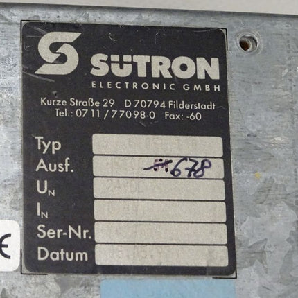 Sütron BT15 81054.100 Bedien Panel