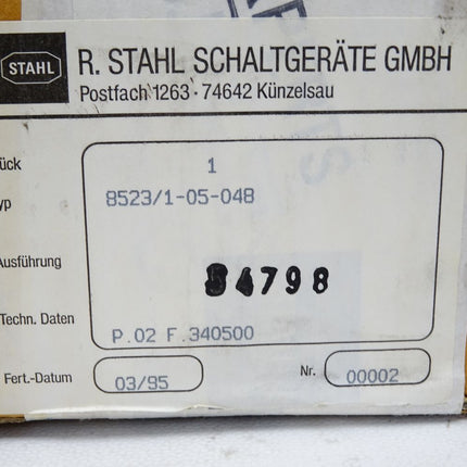 Stahl Schaltgeräte Motorschutzschalter 8523/1 / Neu OVP