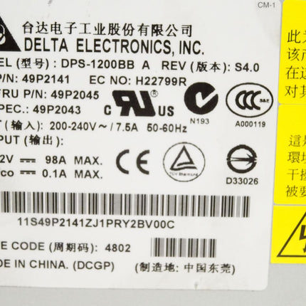 Delta Electronics DPS-1200BB 49P2141 H22799R 49P2045 49P2043