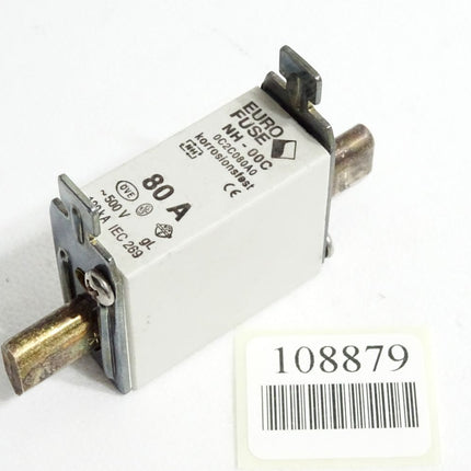 Euro Fuse Sicherung NH-00C 0C2C080A0 80A 500VAC 120kA