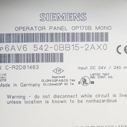 Siemens Backcover Rückschale Panel OP170B Mono 6AV6542-0BB15-2AX0 6AV6 542-0BB15-2AX0