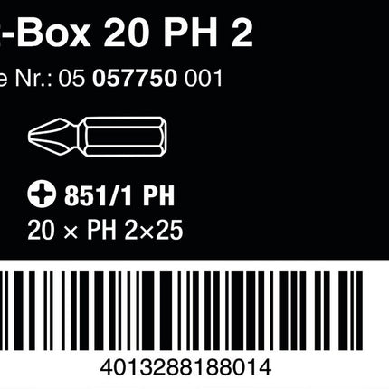 Wera 05057750001 Bit-Box 20 PH Bohrer Schraubendrehereinsatz Extra Hart