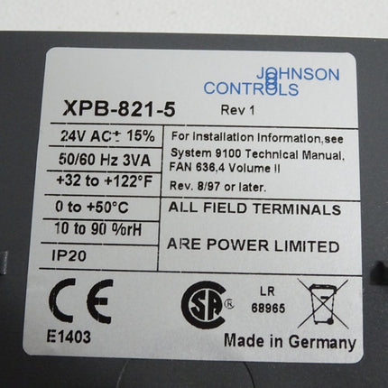 Johnson Controls XPB-821-5 / Neu OVP