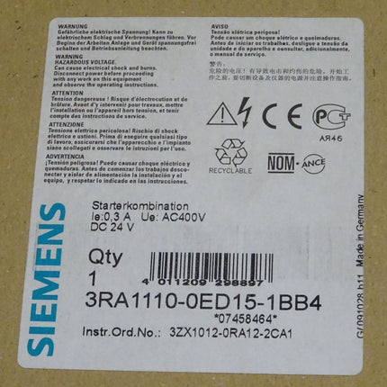 Siemens 3RA1110-0ED15-1BB4 / 3RA1 110-0ED15-1BB4 Starterkombination NEU/OVP