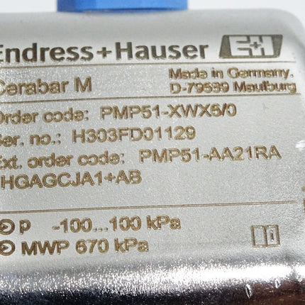 Endress+Hauser Cerabar M Drucktransmitter PMP51-XWX6/0 -100...100kPa 4..20mA 11.5...45VDC