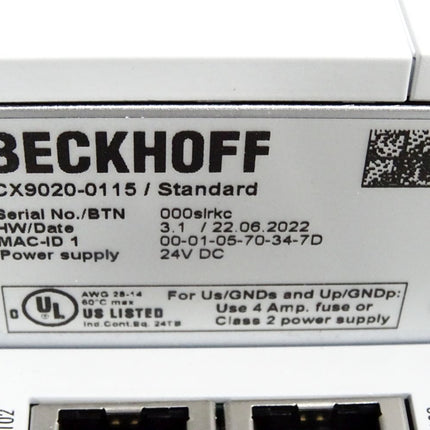 Beckhoff CX9020-0115 / Standard Ethernet-Steuerung / Neu OVP