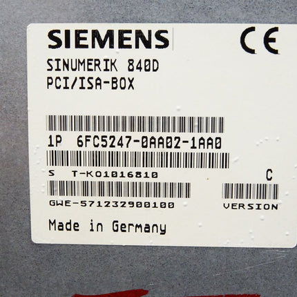 Siemens Sinumerik 840D PCI/ISA-Box 6FC5247-0AA02-1AA0 MMC103 6FC5210-0DA21-2AA1 OP031 6FC5203-0AB11-0AA2