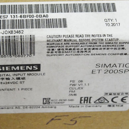 Siemens ET200SP 6ES7131-6BF00-0BA0 / 6ES7 131-6BF00-0BA0 / Neu OVP versiegelt