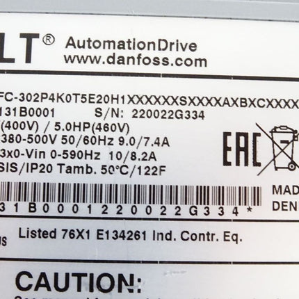 Danfoss VLT Automation Drive 131B0001 FC-302P4K0T5E20H1 4.0kW